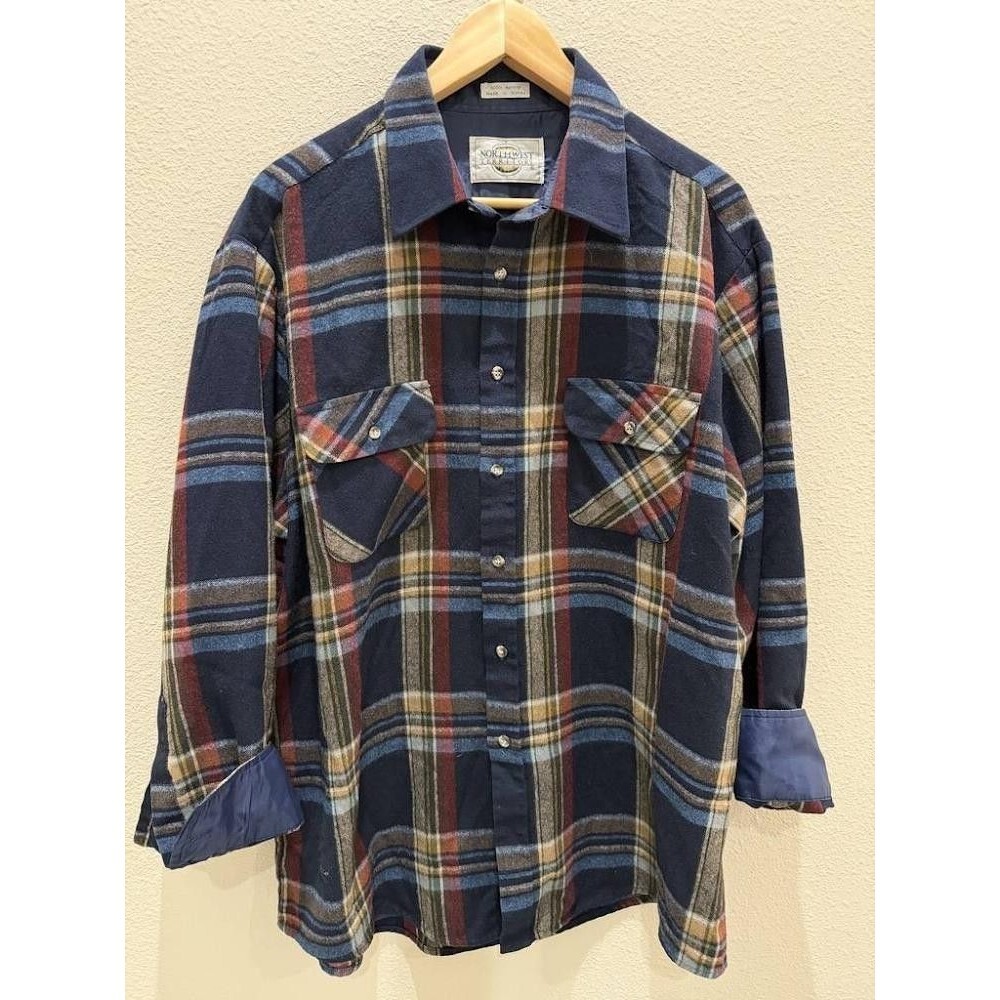 Vintage 80s Northwest Territory Acrylic Flannel Shirt Plaid Shacket 24 PTP M L X